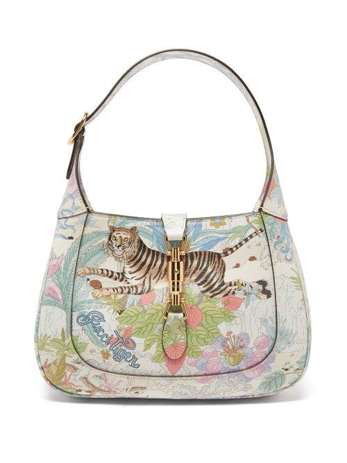 Gucci - Jackie 1961 Small Tiger-print Leather Bag - Womens - White Multi