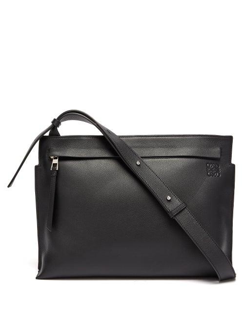 Matchesfashion.com Loewe - Logo Debossed Leather Messenger Bag - Mens - Black