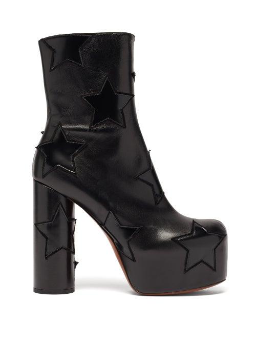 Matchesfashion.com Vetements - Star-appliqu Leather Platform Boots - Womens - Black
