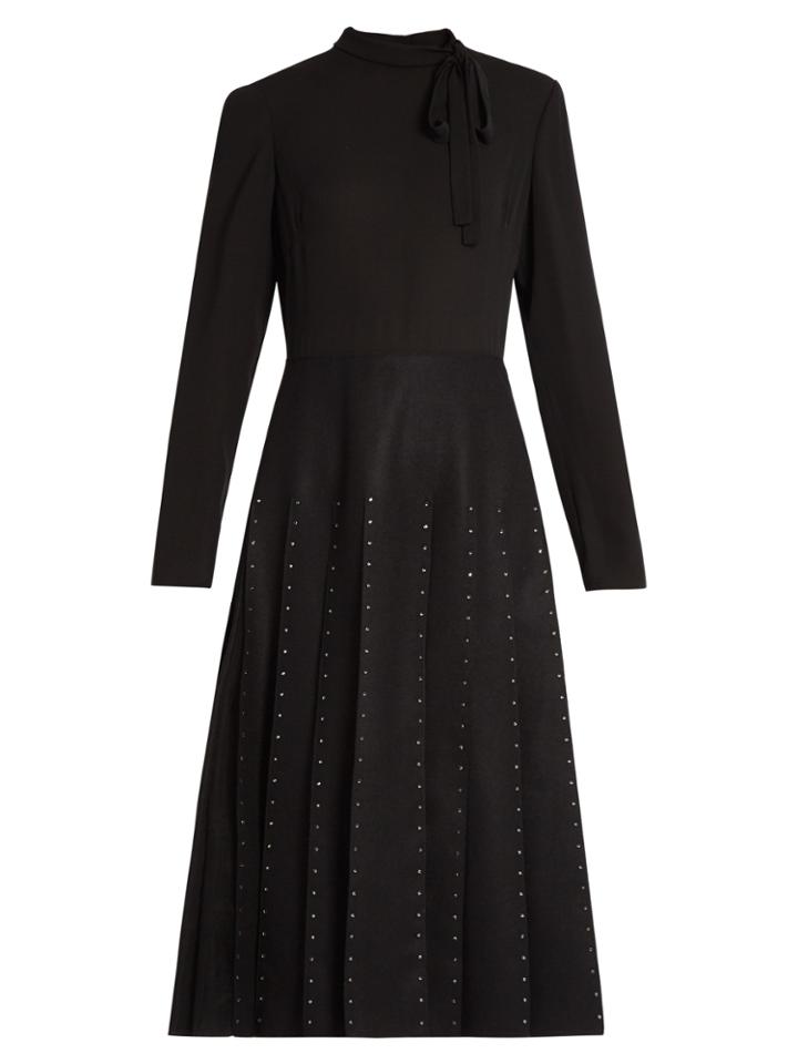 Valentino Crystal-embellished Silk-georgette And Felt Dress