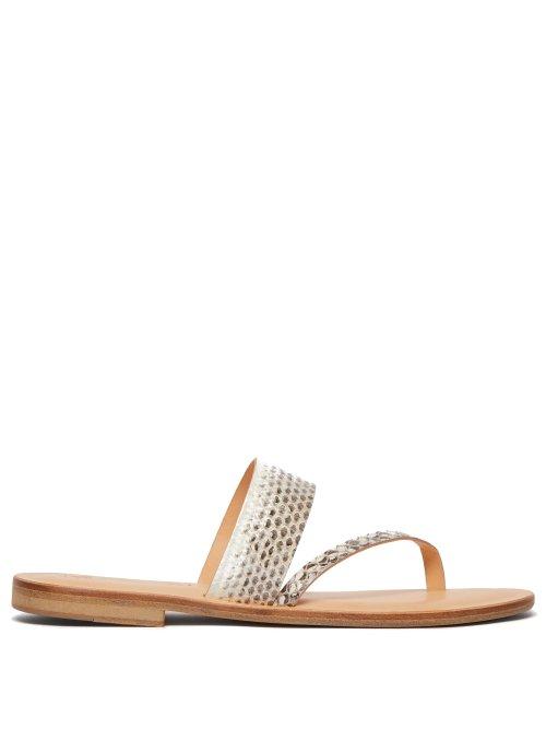 Matchesfashion.com Lvaro - Alberta Snakeskin And Leather Slides - Womens - Natural 9501