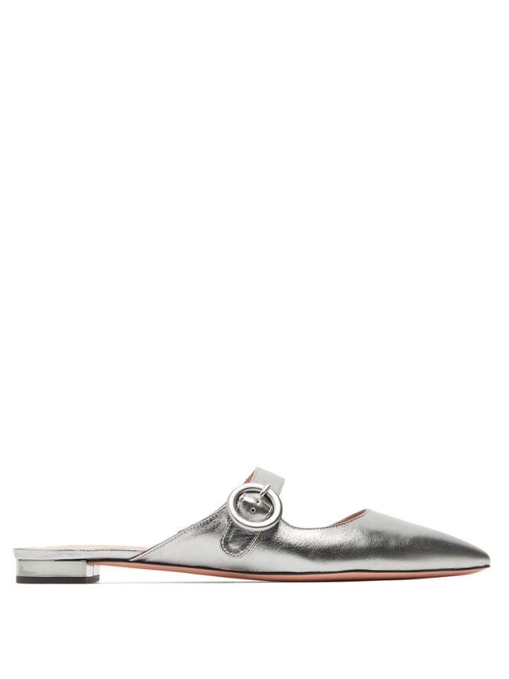 Aquazzura Blossom Backless Leather Loafers