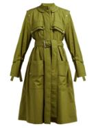 Matchesfashion.com Proenza Schouler - Belted Cotton Blend Single Breasted Trench Coat - Womens - Dark Green