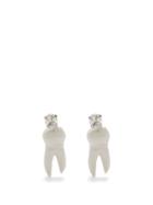 Simone Rocha - Baby Tooth Crystal-embellished Porcelain Earrings - Womens - White