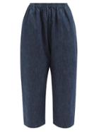 Eskandar - Elasticated-waist Straight-leg Jeans - Womens - Dark Denim