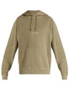 Matchesfashion.com Saint Laurent - Logo Print Washed Hooded Sweatshirt - Mens - Khaki