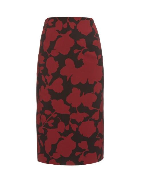 Oscar De La Renta Floral-brocade Pencil Skirt