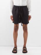 Commas - Crocheted-drawstring Linen Shorts - Mens - Black