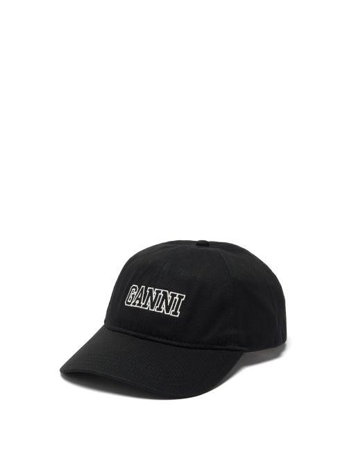 Ladies Accessories Ganni - Logo-embroidered Organic-cotton Baseball Cap - Womens - Black