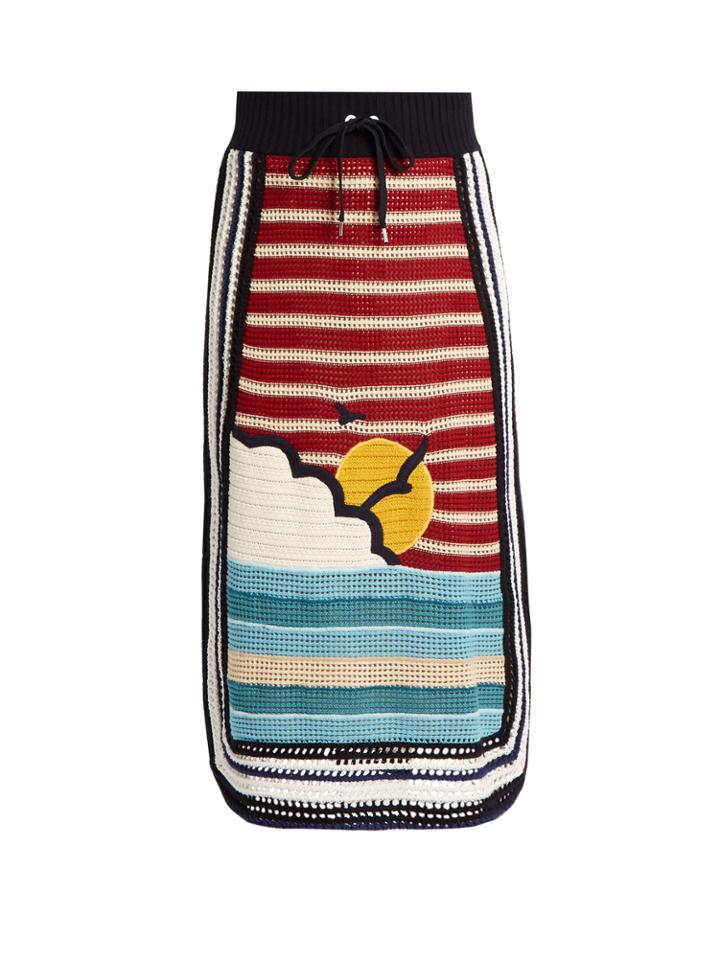 Redvalentino Sunset-motif Striped Crochet Skirt