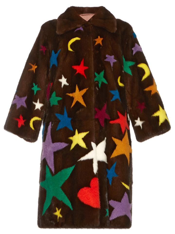 Gucci Symbol-intarsia Mink-fur Coat