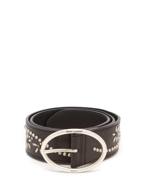 Matchesfashion.com Saint Laurent - Studded Leather Belt - Womens - Black