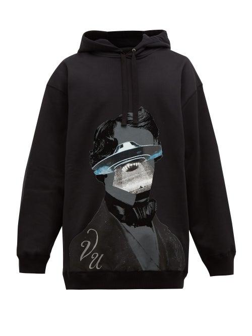Matchesfashion.com Valentino - X Undercover Ufo Cotton Blend Hooded Sweatshirt - Mens - Black