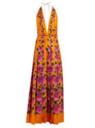 Matchesfashion.com Gucci - Le Jardin Rose Print Silk Gown - Womens - Orange Print