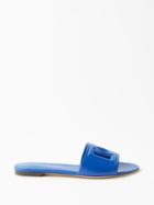Dolce & Gabbana - Logo-cutout Leather Slides - Womens - Blue
