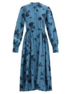 Altuzarra - Alicia Floral-print Silk Crepe De Chine Midi Dress - Womens - Blue Multi