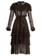 Dodo Bar Or Suzie Ruffle-trimmed Striped Chiffon Dress