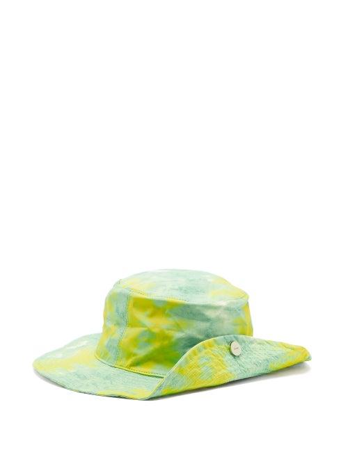 Ladies Accessories Ganni - Logo-plaque Abstract-print Recycled-fibre Hat - Womens - Green Multi