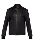 Matchesfashion.com Giorgio Armani - Bonded Leather Bomber Jacket - Mens - Navy