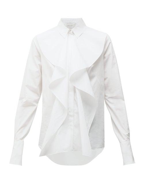 Matchesfashion.com Alexander Mcqueen - Ruffled Poplin Shirt - Womens - White