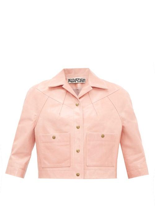 Matchesfashion.com Symonds Pearmain - Cropped-sleeve Leather Jacket - Womens - Pink