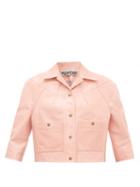 Matchesfashion.com Symonds Pearmain - Cropped-sleeve Leather Jacket - Womens - Pink