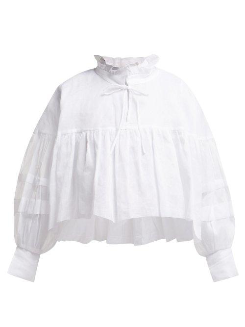 Matchesfashion.com White Story - Elkie Ruffled Cotton Blouse - Womens - White