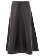 Matchesfashion.com Co - High-rise Leather Midi Skirt - Womens - Black