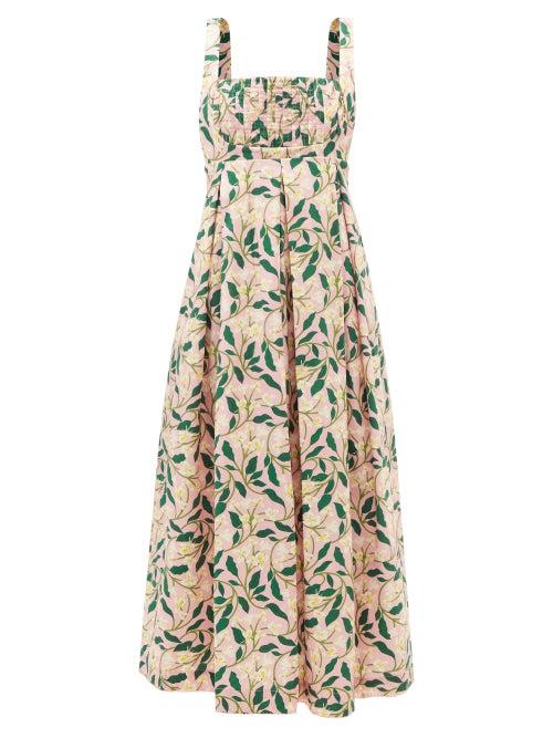 Agua By Agua Bendita - Hortensia Floral-print Cotton-poplin Dress - Womens - Pink Print