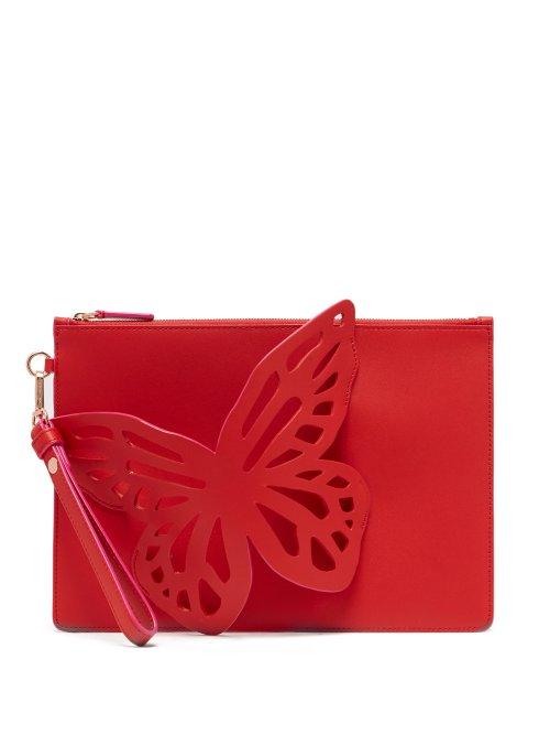 Matchesfashion.com Sophia Webster - Flossy Butterfly Leather Clutch - Womens - Pink