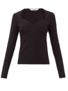 Matchesfashion.com Balenciaga - Sweetheart-neck Ribbed-jersey Sweater - Womens - Black