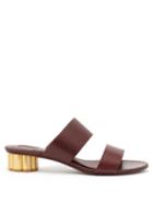 Matchesfashion.com Salvatore Ferragamo - Belluno Column Heel Leather Sandals - Womens - Burgundy