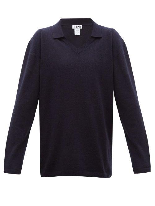 Matchesfashion.com Hope - Treat V Neck Wool Blend Sweater - Mens - Blue