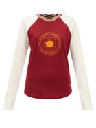 Adidas X Wales Bonner - Crest-print Cotton-jersey Long-sleeved T-shirt - Womens - Burgundy