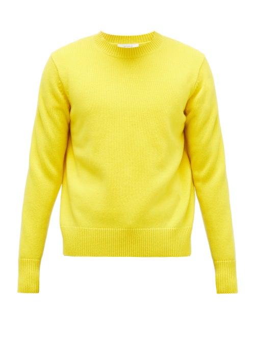 Matchesfashion.com Studio Nicholson - Crew-neck Wool-blend Sweater - Mens - Yellow