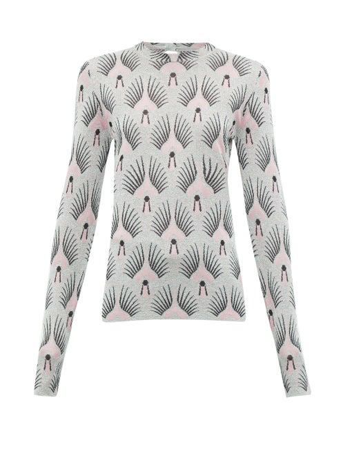Matchesfashion.com Paco Rabanne - Metallic Pattern Jacquard Sweater - Womens - Silver