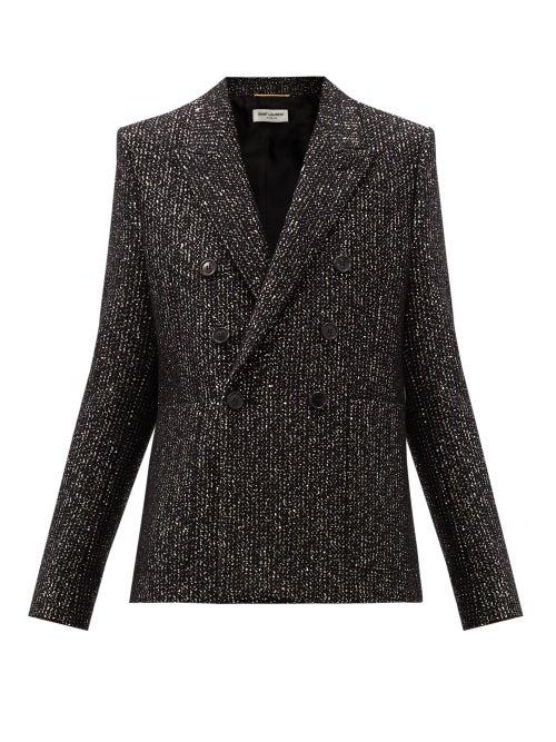 Matchesfashion.com Saint Laurent - Sequinned Wool-blend Double-breasted Jacket - Womens - Black Multi