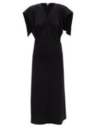 Loewe - Cap-sleeve Jersey Midi Dress - Womens - Black