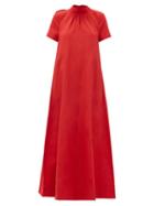 Matchesfashion.com Staud - Llana Cut-out Tie-back Cotton-blend Dress - Womens - Red