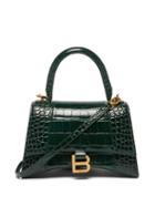 Balenciaga - Hourglass Small Croc-embossed Leather Bag - Womens - Dark Green