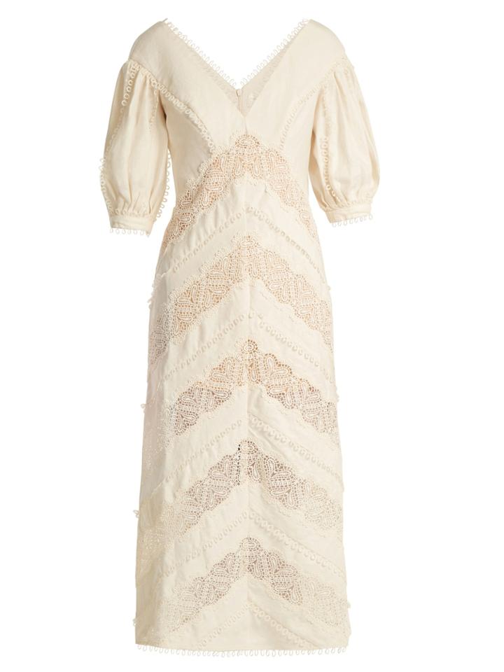 Zimmermann Painted Heart Lace-panel Linen Dress