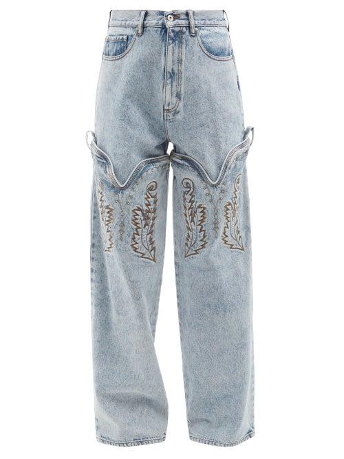 Y/project - Cowboy-cuff Straight-leg Jeans - Mens - Blue