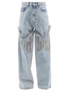 Y/project - Cowboy-cuff Straight-leg Jeans - Mens - Blue