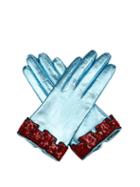 Matchesfashion.com Gucci - Sequined Cuff Leather Gloves - Womens - Blue Multi