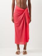 Eres - Peplum Cotton-voile Sarong - Womens - Bright Pink