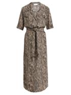 Matchesfashion.com Raey - Broken Stripe Print Silk Shirtdress - Womens - Grey Multi