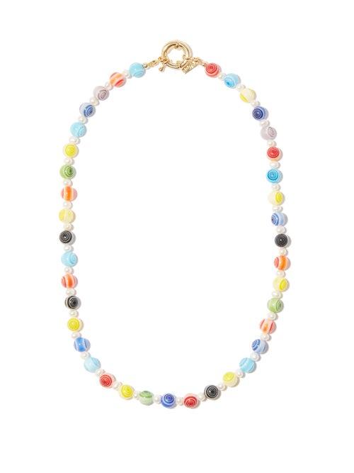 Mens Jewellery Liou - Circus Pearl, Glass & Gold-plated Beaded Necklace - Mens - Multi