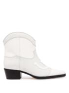 Matchesfashion.com Ganni - Meg Western Style Leather Ankle Boots - Womens - White
