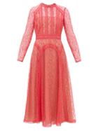 Matchesfashion.com Self-portrait - Floral-lace Midi Dress - Womens - Pink
