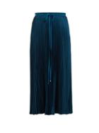 Matchesfashion.com Tibi - Mendini Pleated Twill Midi Skirt - Womens - Blue